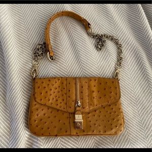 Mustard Guess by Marciano Faux Ostrich Clutch/ Evening Bag